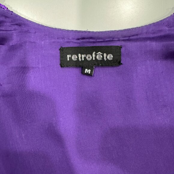 Retrofête gabrielle velvet-trimmed sequined chiffon mini wrap dress, Size M - Picture 6 of 13